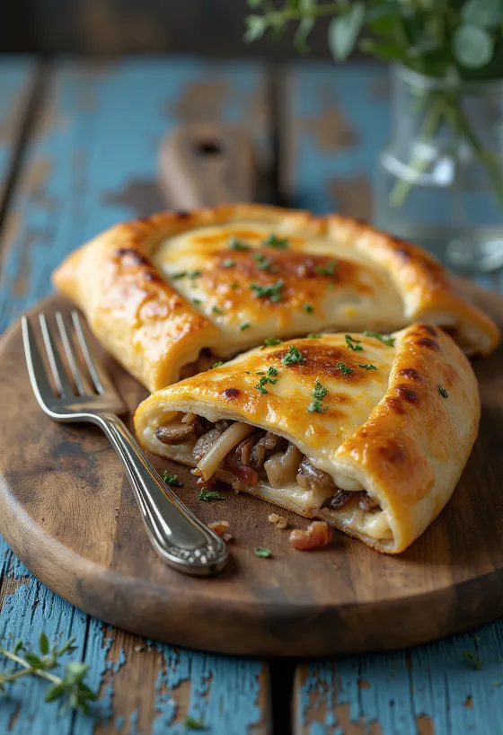 Nystekt Calzone med sopp og bacon