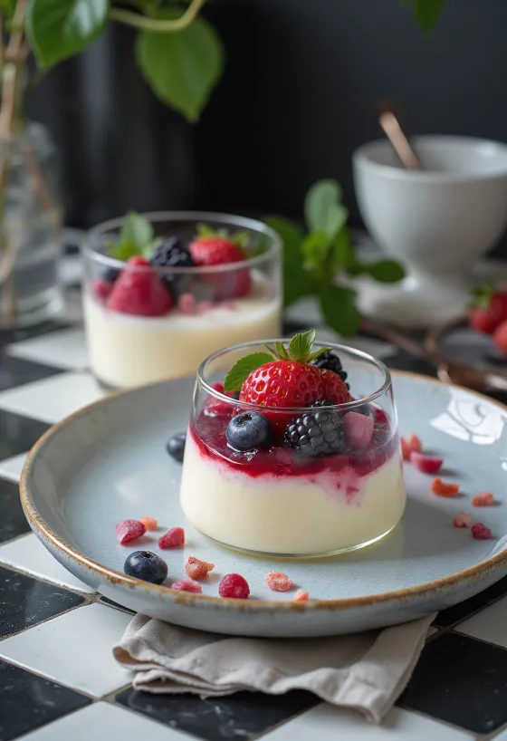 Laktosefri panna cotta servert