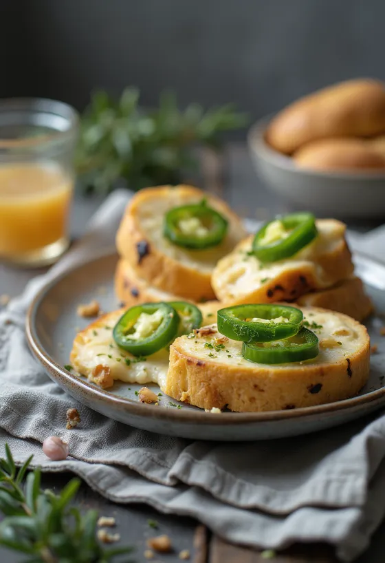Leipäjuusto med jalapeño, stekt med frisk koriander og olivenolje, servert.
