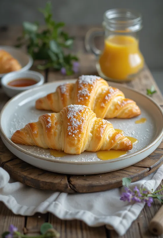 Sprø croissant drysset med melis