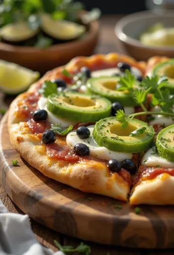 Pizza Mexicana med jalapeño, sorte bønner og avokado