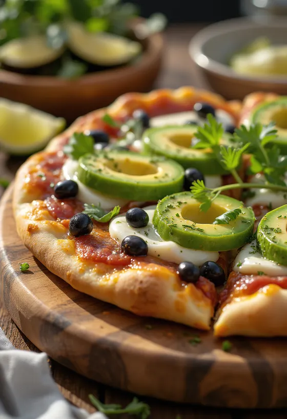 Pizza Mexicana med jalapeño, sorte bønner og avokado