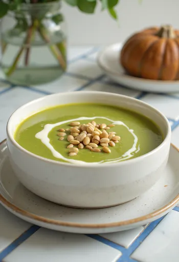 Squashsuppe med ristede frø servert