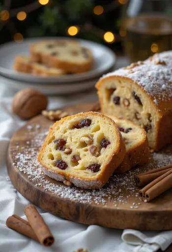 Stollen med valnøtt servert