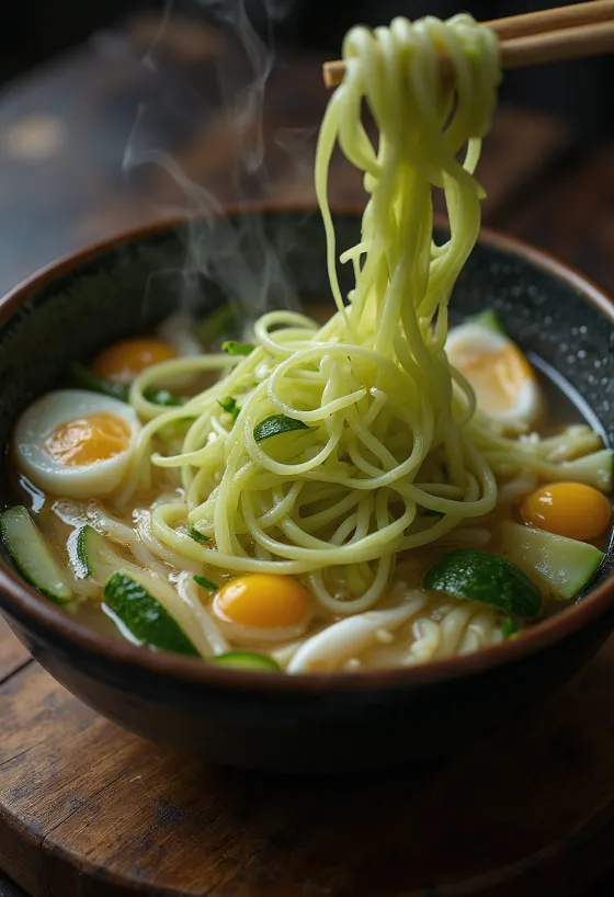 Ssuk kalguksu, nudler, spinat og egg i rik suppe