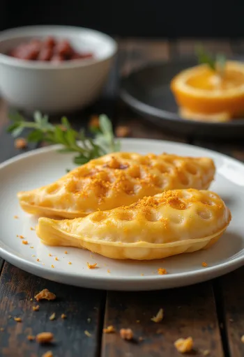 Taiyaki med appelsinskall, fylt med søt rød bønne-pasta