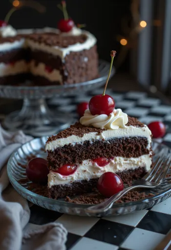 Schwarzwaldkake servert