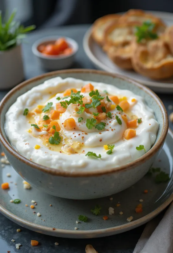 Yoghurt- og agurkdressing med dill servert