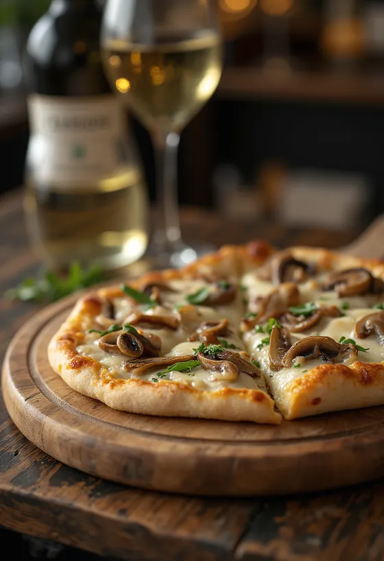 Pizza ai Porcini med fersk steinsopp og mozzarella