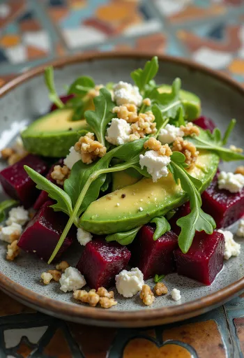 Frisk rødbete- og avokadosalat med ruccola