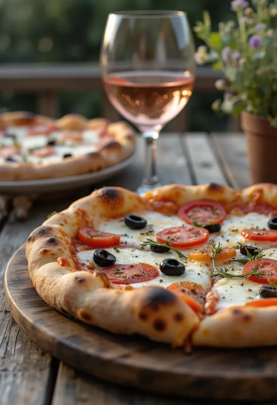 Pizza Provençale med tomat, sorte oliven og provencekrydder