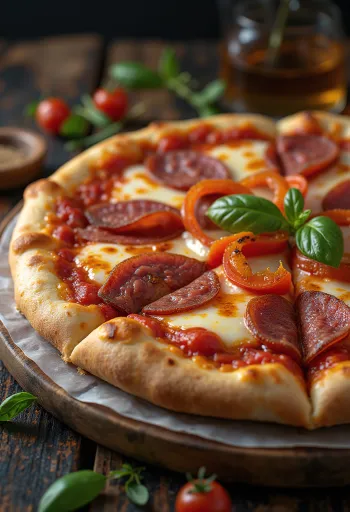 Pizza alla Campagnola med salami og grønnsaker