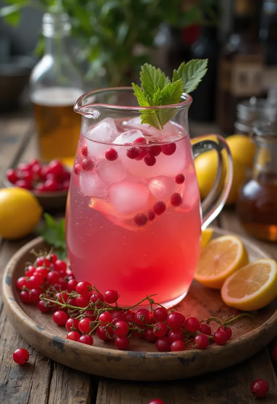 Ripslimonade servert i glass