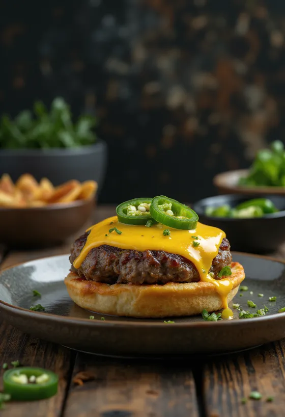 Jalapeño-osteburger med saftig kjøtt og pikant jalapeño