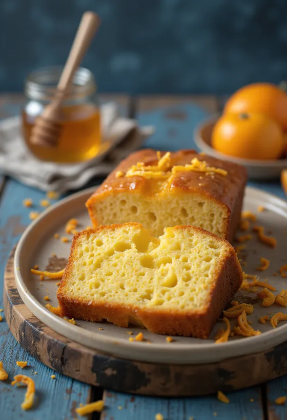 Kake med appelsin og honning i firkantet form