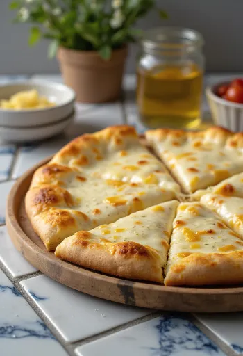 Pizza alla Crema med kremet ost og basilikum