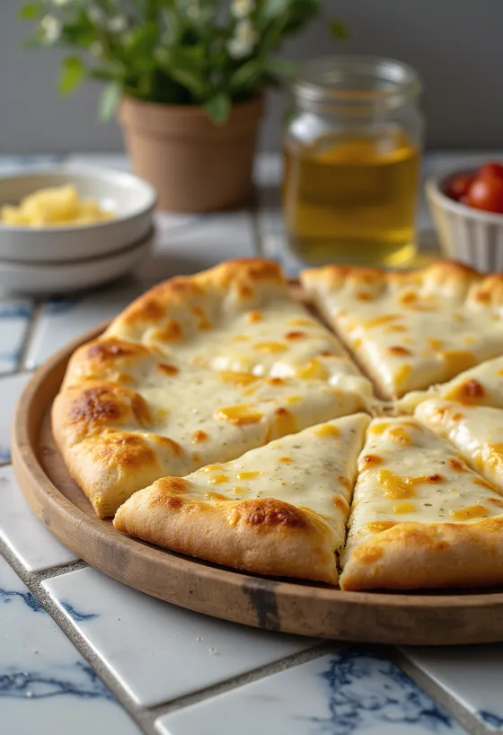Pizza alla Crema med kremet ost og basilikum