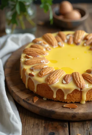 Svensk mandelkake med mandelbunn og vaniljekrem