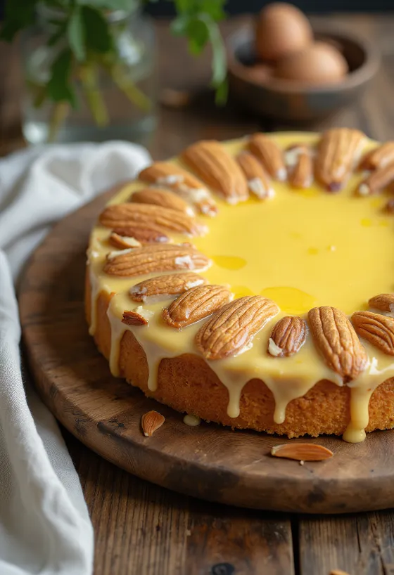 Svensk mandelkake med mandelbunn og vaniljekrem