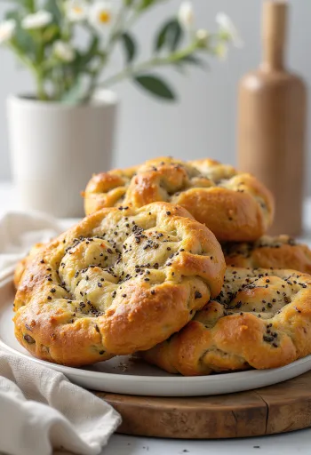 Focaccia med chiafrø og linfrømel servert