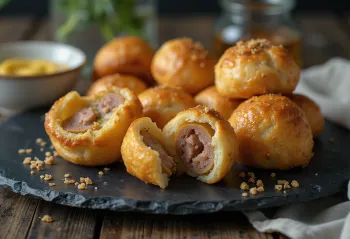 Glutenfrie falukorv-boller servert med ferske urter