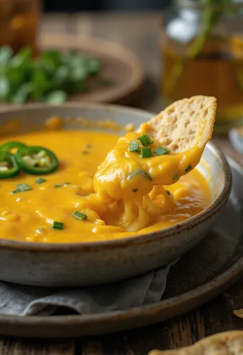 Jalapeño-ostesaus servert med nachos