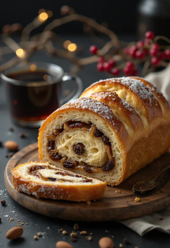 Stollen med karamell servert