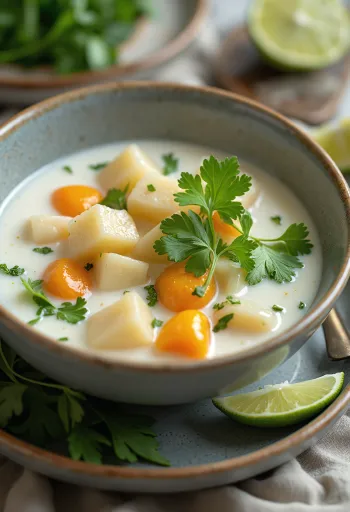 Grønnsakssuppe med kokosmelk og frisk koriander