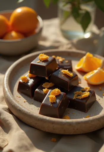 Appelsinsjokolade servert på en tallerken