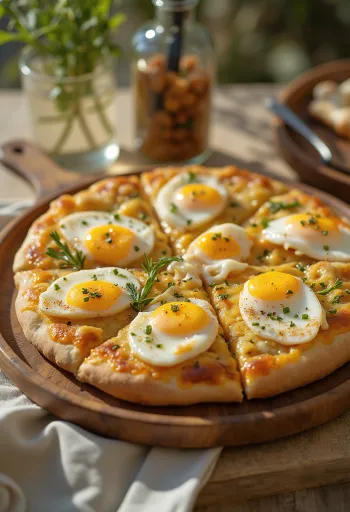 Pizza Sabich servert