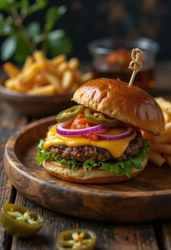 Spicy jalapeño burger servert