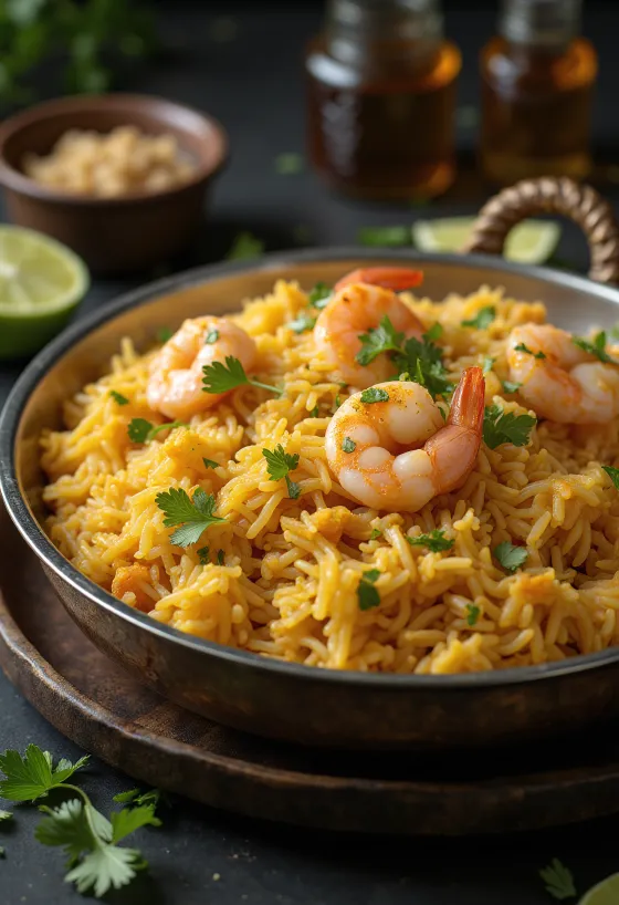 Biryani med scampi, krydret indisk rett