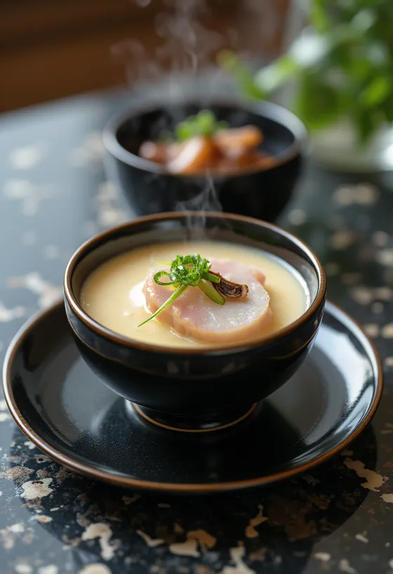 Chawanmushi med kamaboko, japansk eggrett med fiskekake og sopp