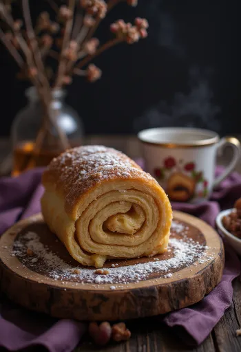 Skorsteinskake med kastanje servert