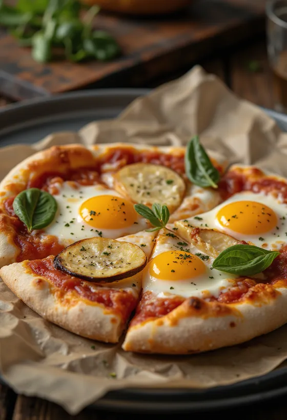 Pizza alla Melanzana med aubergine og mozzarella