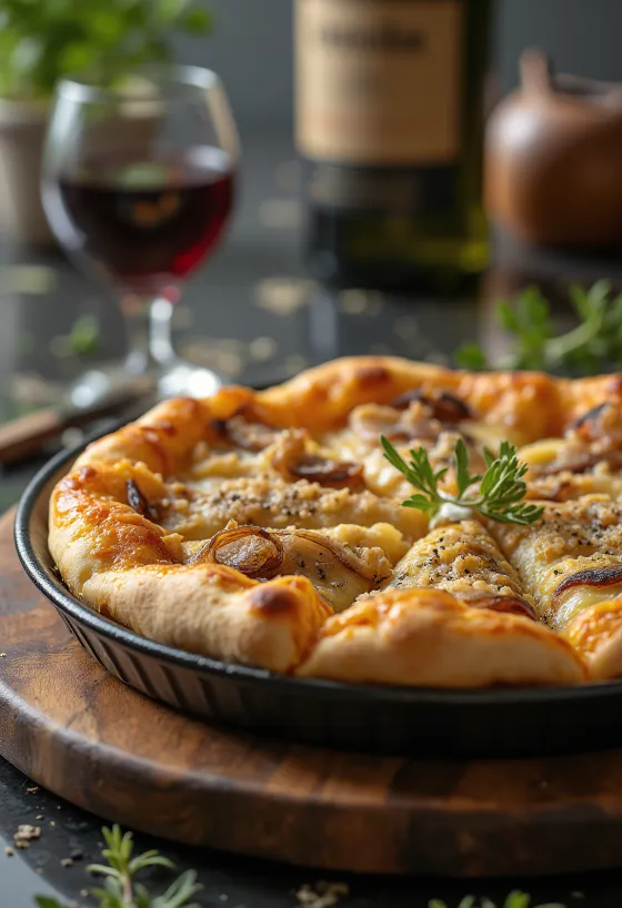 Pizza Sfincione med siciliansk tykk bunn og søt løk