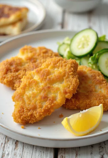 Wienerschnitzel stekt gyllenbrun, servert i sprø panering