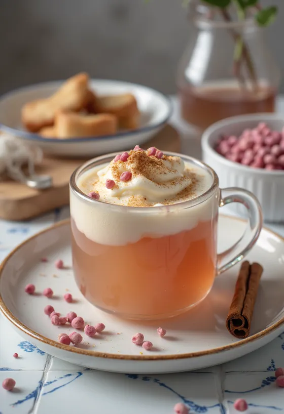 Cider med rosépepper servert i glass
