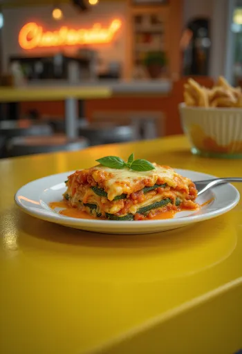 Vegansk lasagne med squashplater og linse-tomatsaus