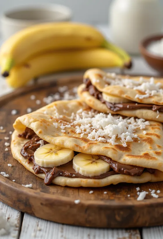 Piadina med Nutella og kokosmasse servert