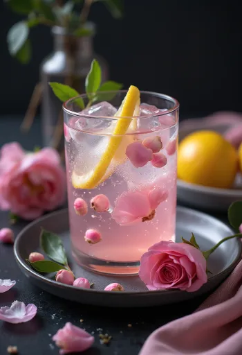 Limonade med rosevann servert i glass