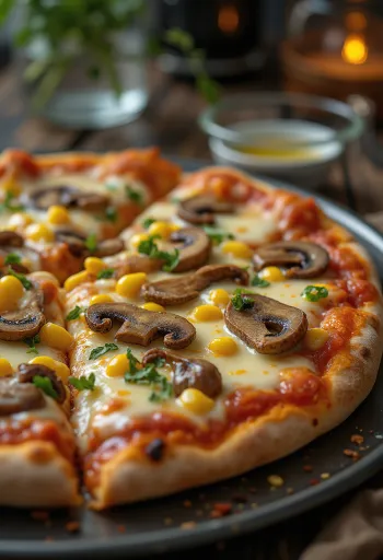 Vegansk pizza med vegansk ost og grønnsaker