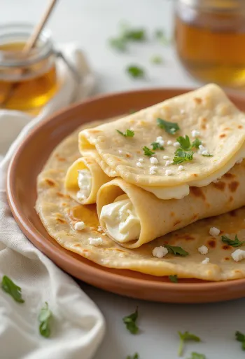 Chapati med kesam, nystekt, servert