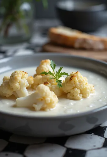 Blomkålsuppe med timian servert