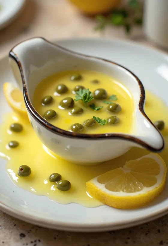 Smørsaus med kapers og sitron servert