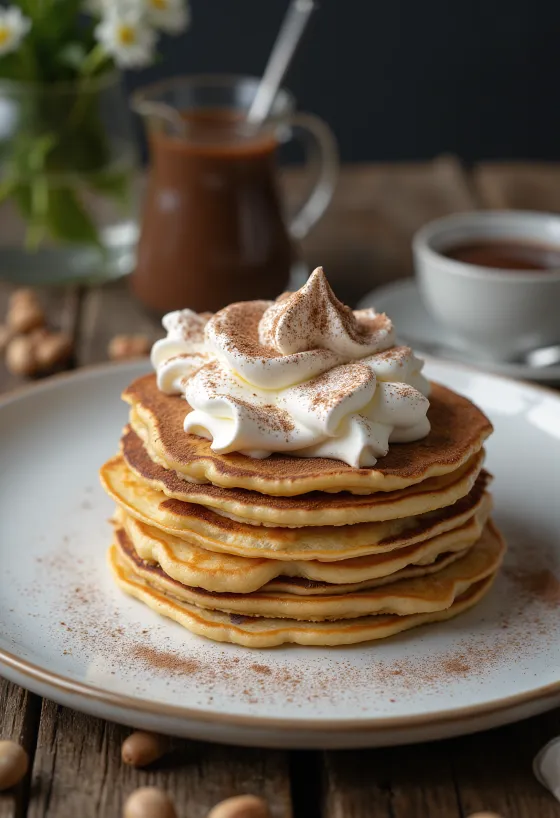 Pannekakekake servert med Nutella og krem