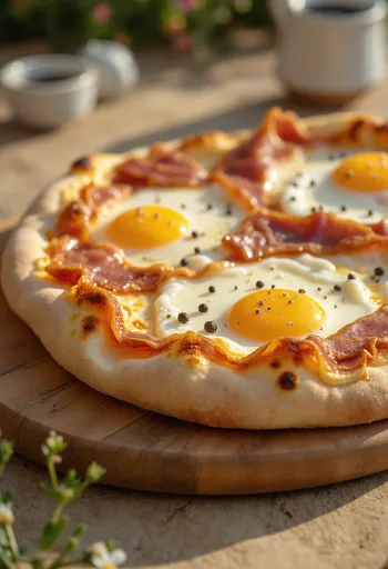 Pizza alla Pancetta e Uova med bacon og egg