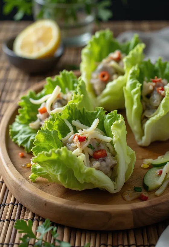 Surströmming i salatwraps, en frisk svensk rett rullet i salatblad