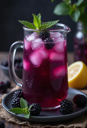 Bjørnebærlimonade servert i glass