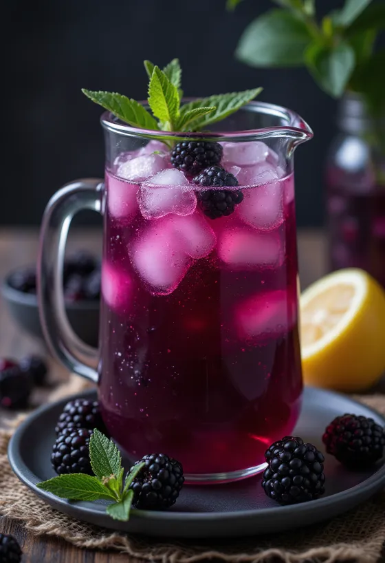 Bjørnebærlimonade servert i glass